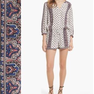 Joie XS Akeela silk boarder print romper